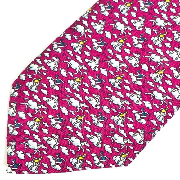 HERMES cloud hose Overall handle Fashion Accessories Necktie silk Purple Based - Picture 3 of 14